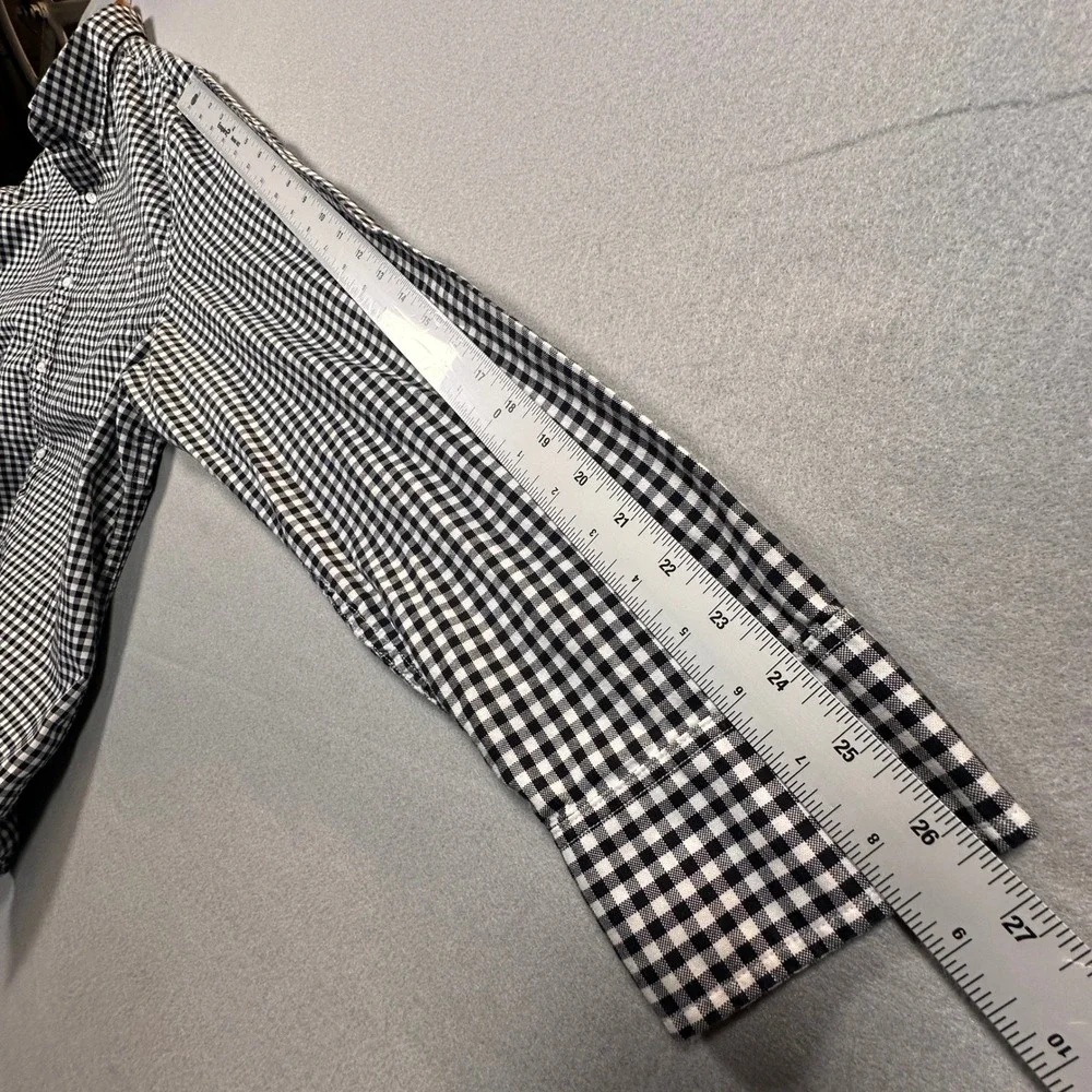 Mens XXL Banana Republic Oxford Untucked Fit Shirt Black White Gingham Check